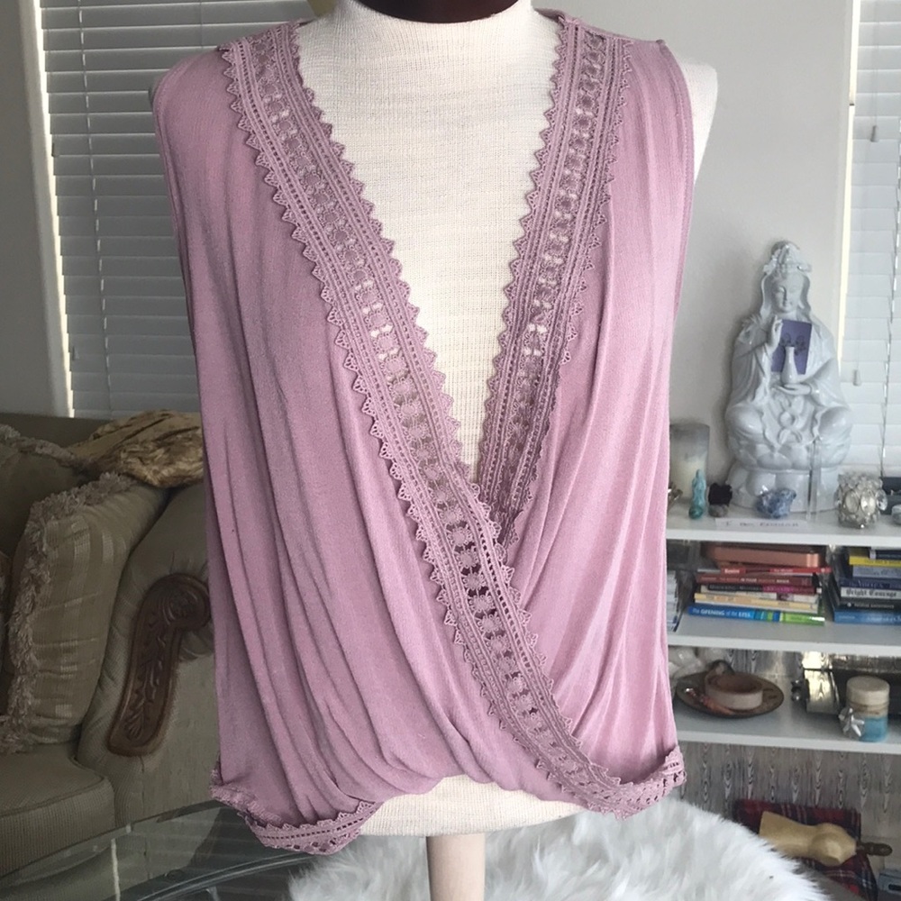 Charlotte Russe faux wrap top Blush pink large